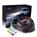 MICTUNING LED Light Bar Wiring Harness 40Amp Relay Laser Blue On-Off Rocker Switch (Fog Lights)